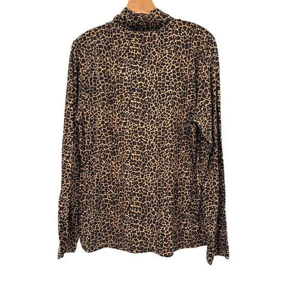 J.Crew Leopard Print Long Sleeve Turtleneck Top size large 100% Cotton Womens - Picture 4 of 6
